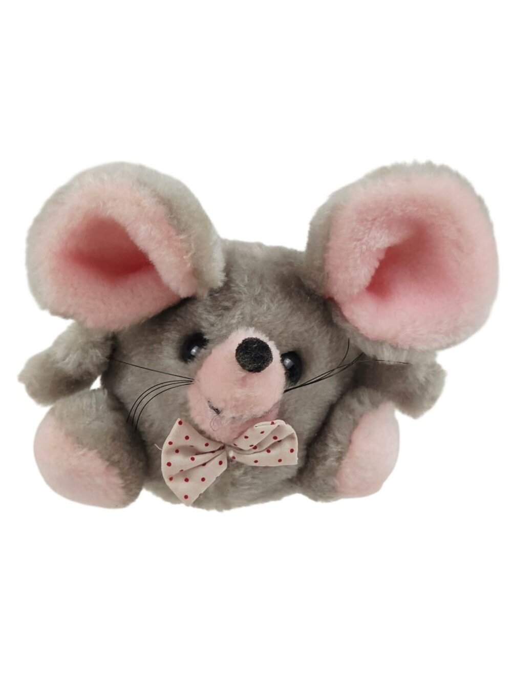 Russ Berrie Gilly Plush Mouse Big Ears Gray Pink Korea Bow Tie Vintage 6 in